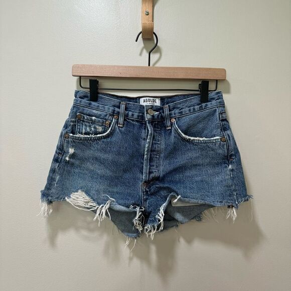 Agolde Cut-Off Denim Shorts sz 24 - Picture 3 of 6